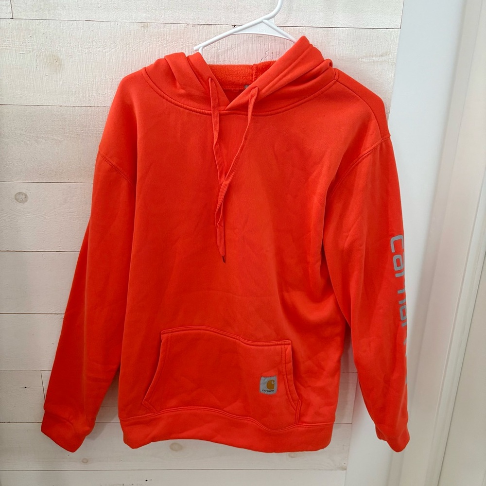 Carhartt Orange Hoodie Size Boys Large with Front Pockets